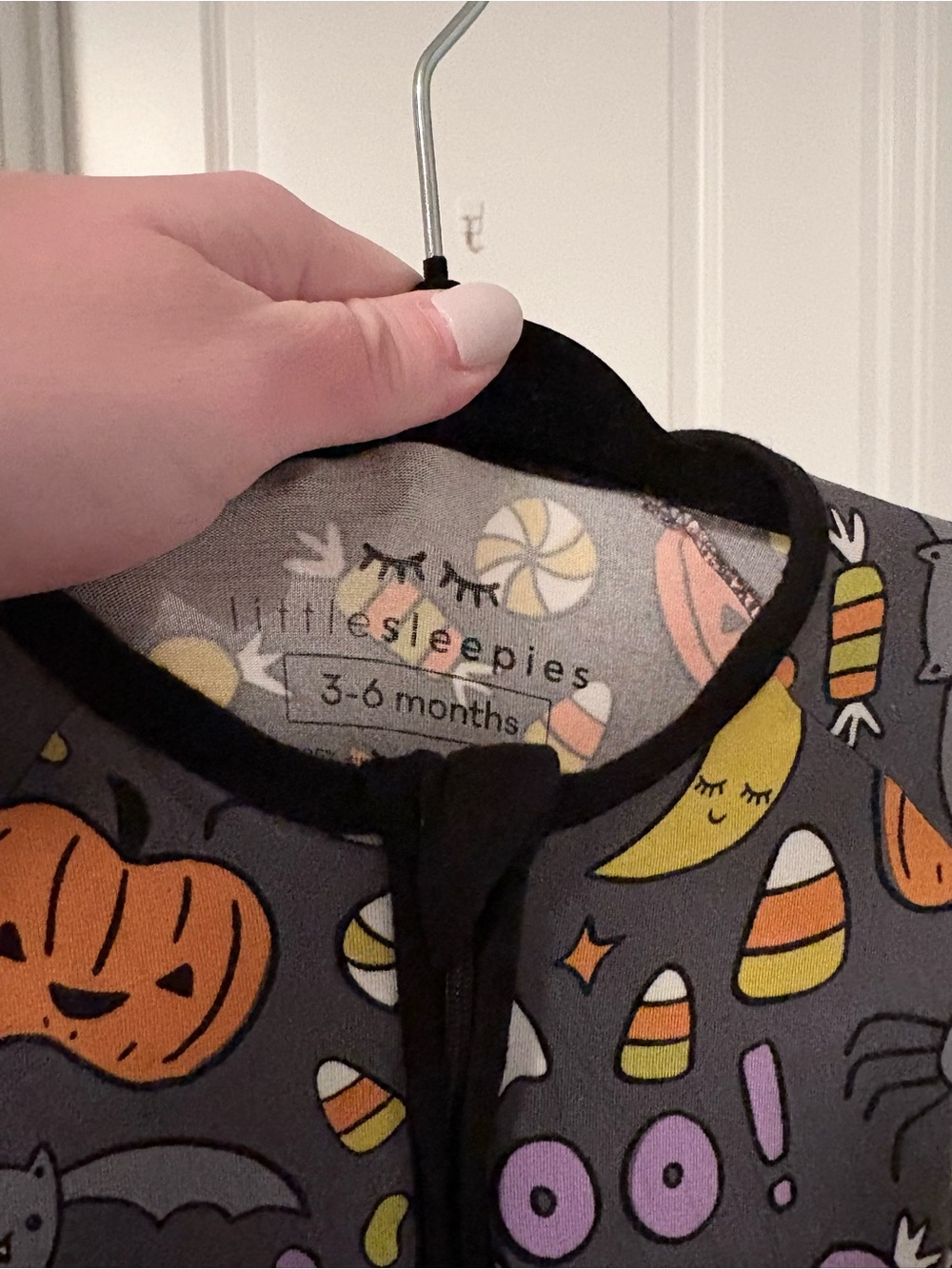 Little Sleepies Halloween Boo Bamboo Zippy - Picture 3 of 4